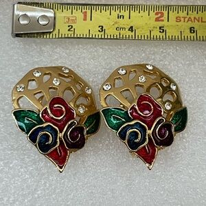 Stunning Floral Gold and Multicolor Earrings